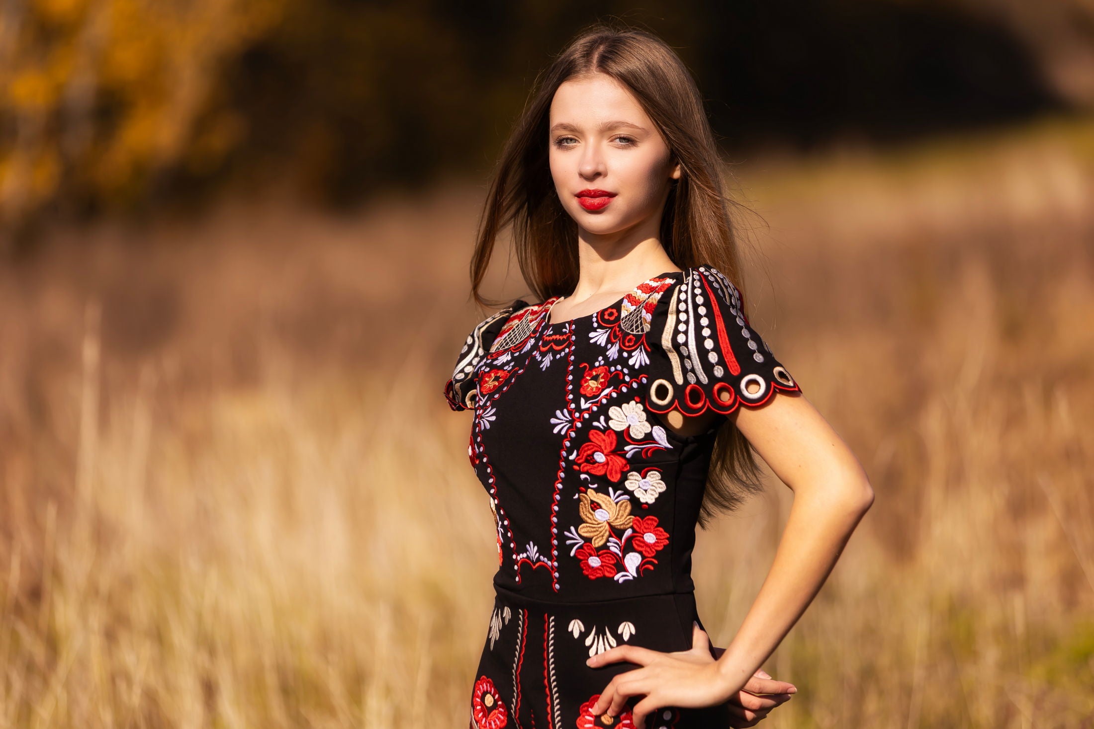 Čierne vyšívané mini šaty Pozdišovská karička