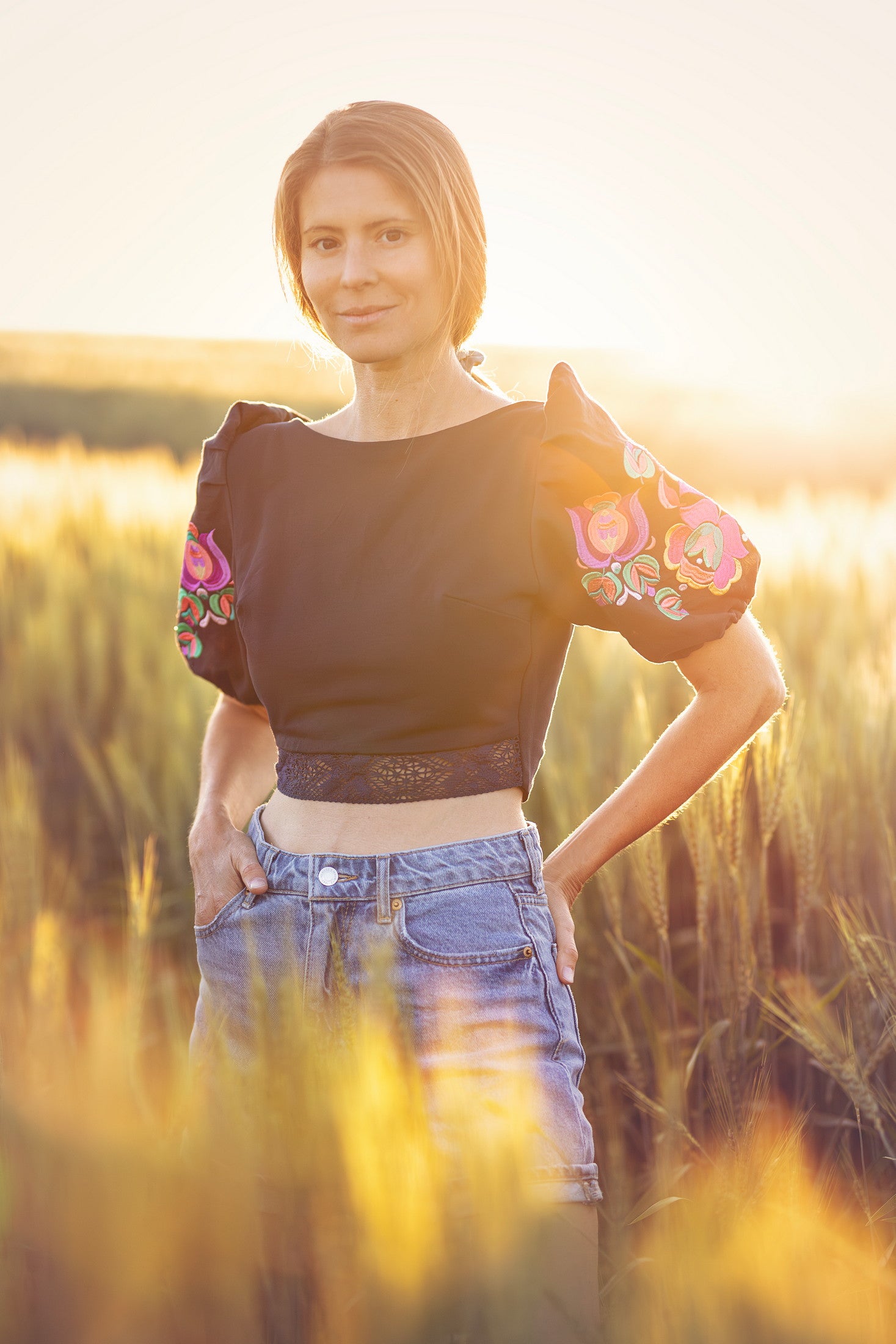 Modrý crop top Solčanská