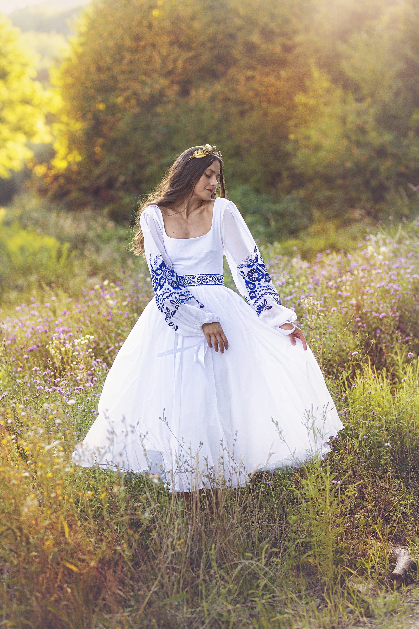 Biele vyšívané šaty Očovianka