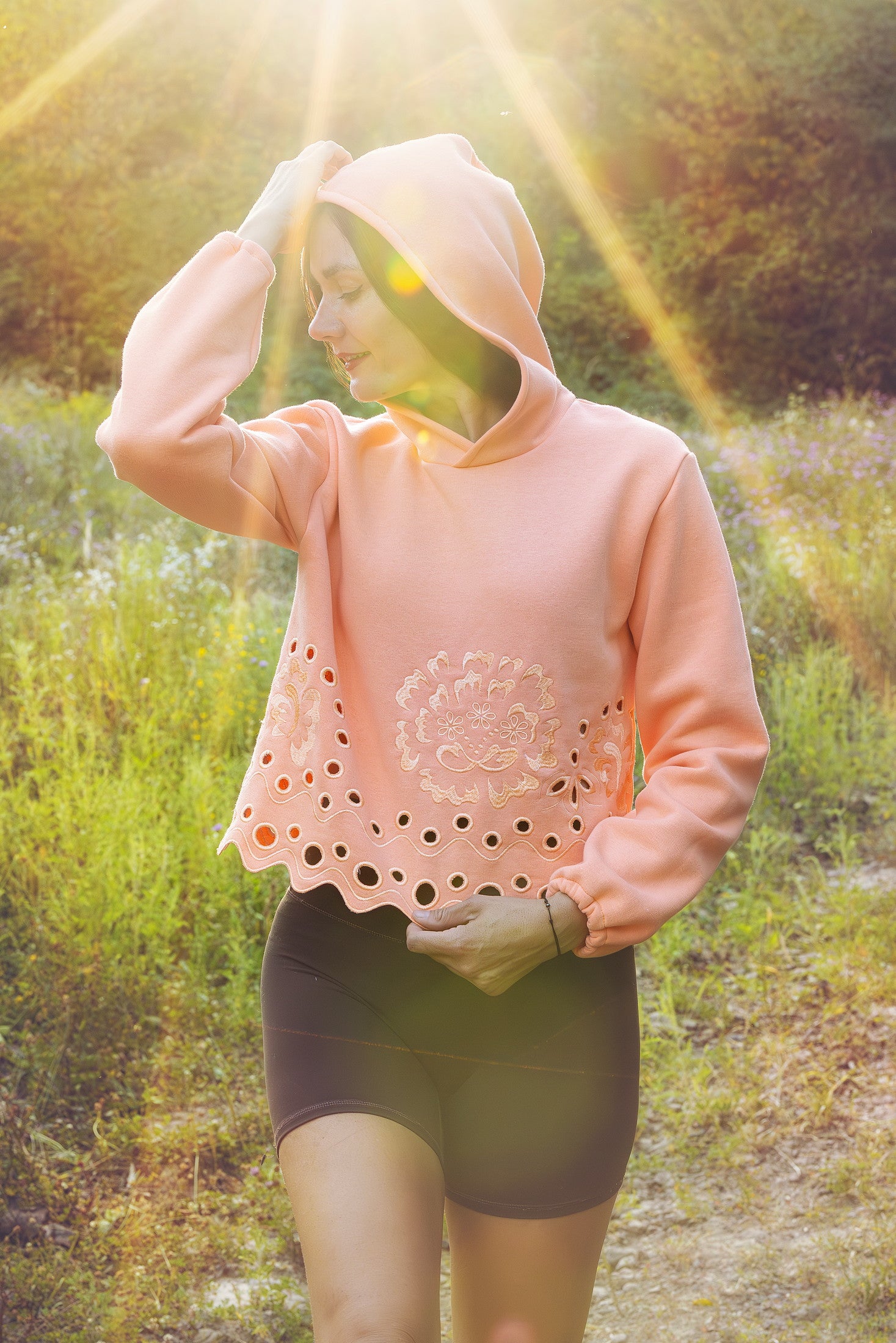 Oranžová crop mikina Liptovská deva