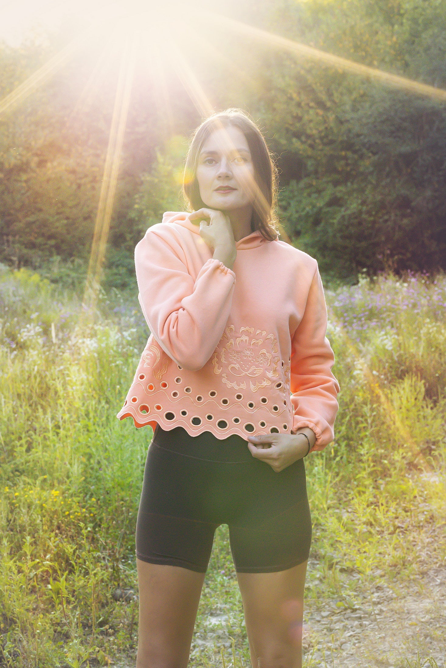 Oranžová crop mikina Liptovská deva