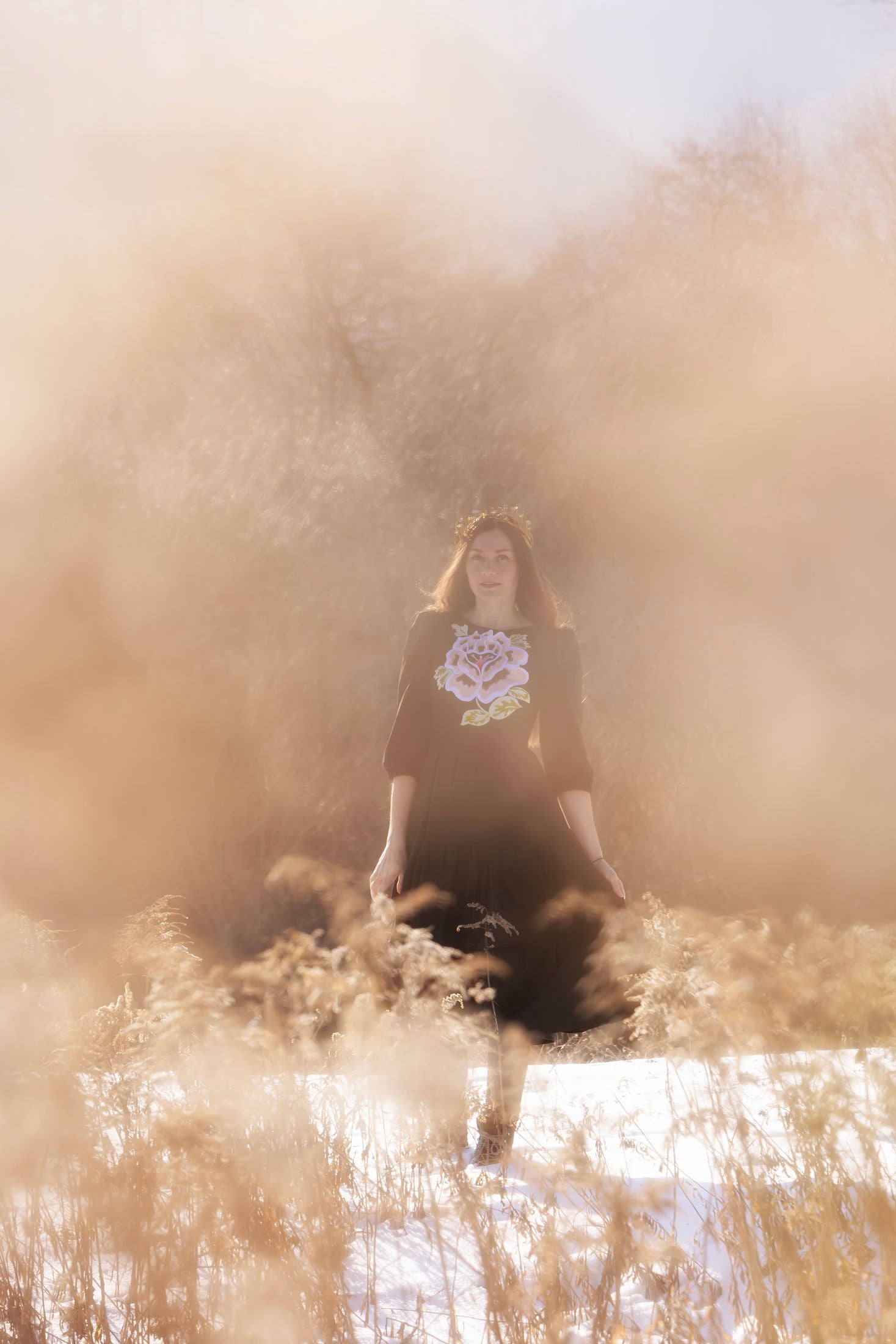 Čierne šaty Ruža kvet