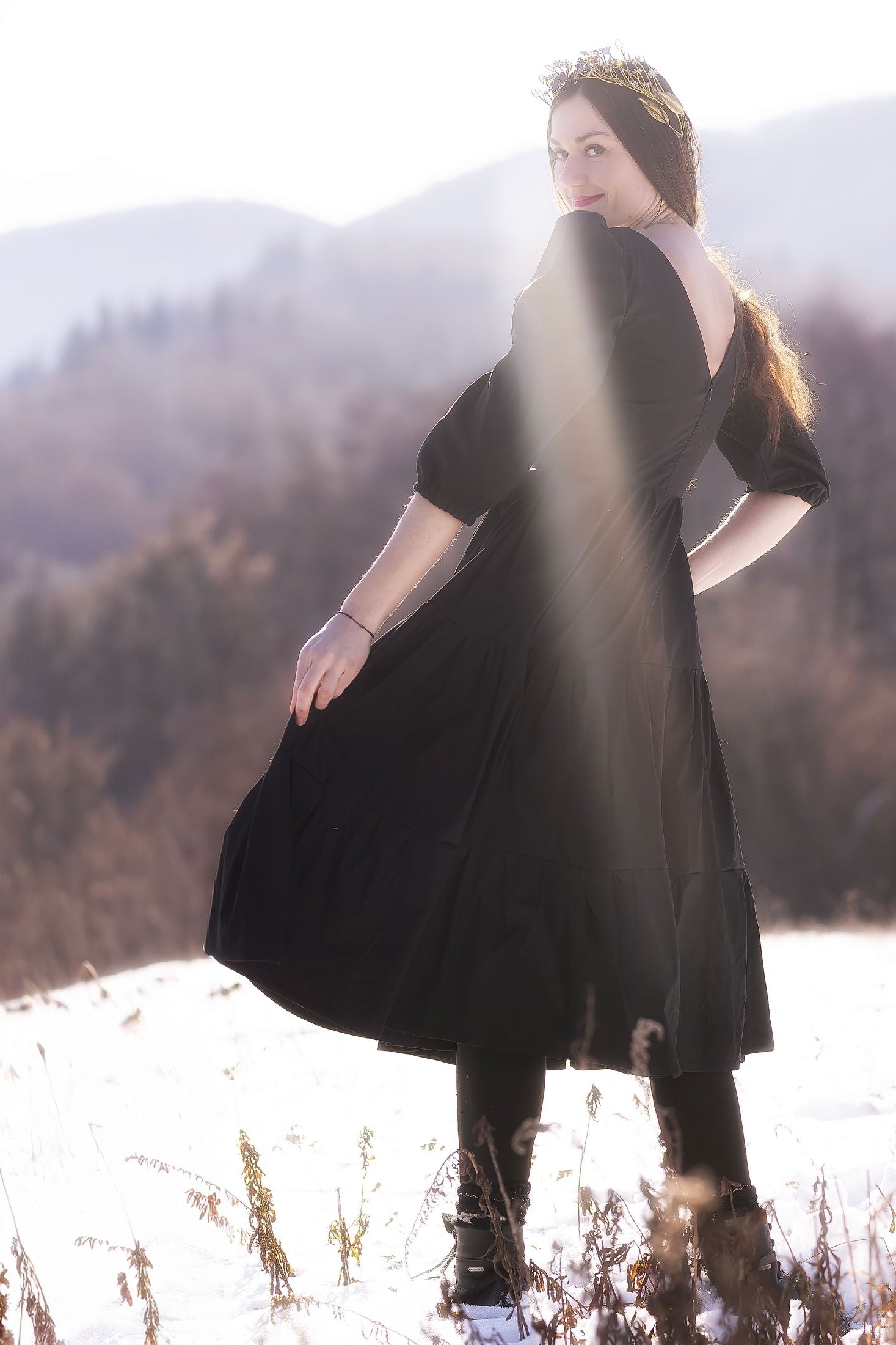 Čierne šaty Ruža kvet