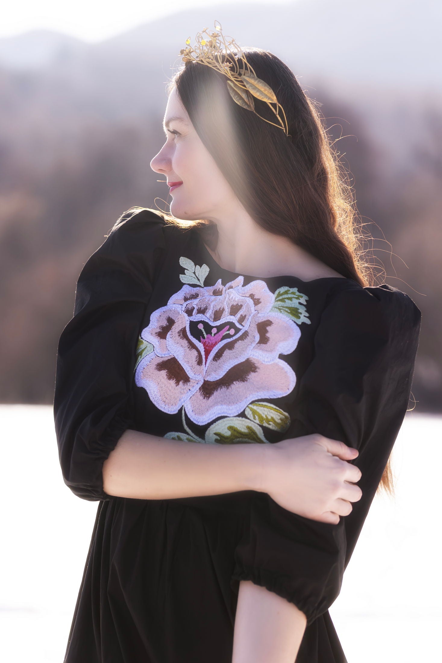 Čierne šaty Ruža kvet