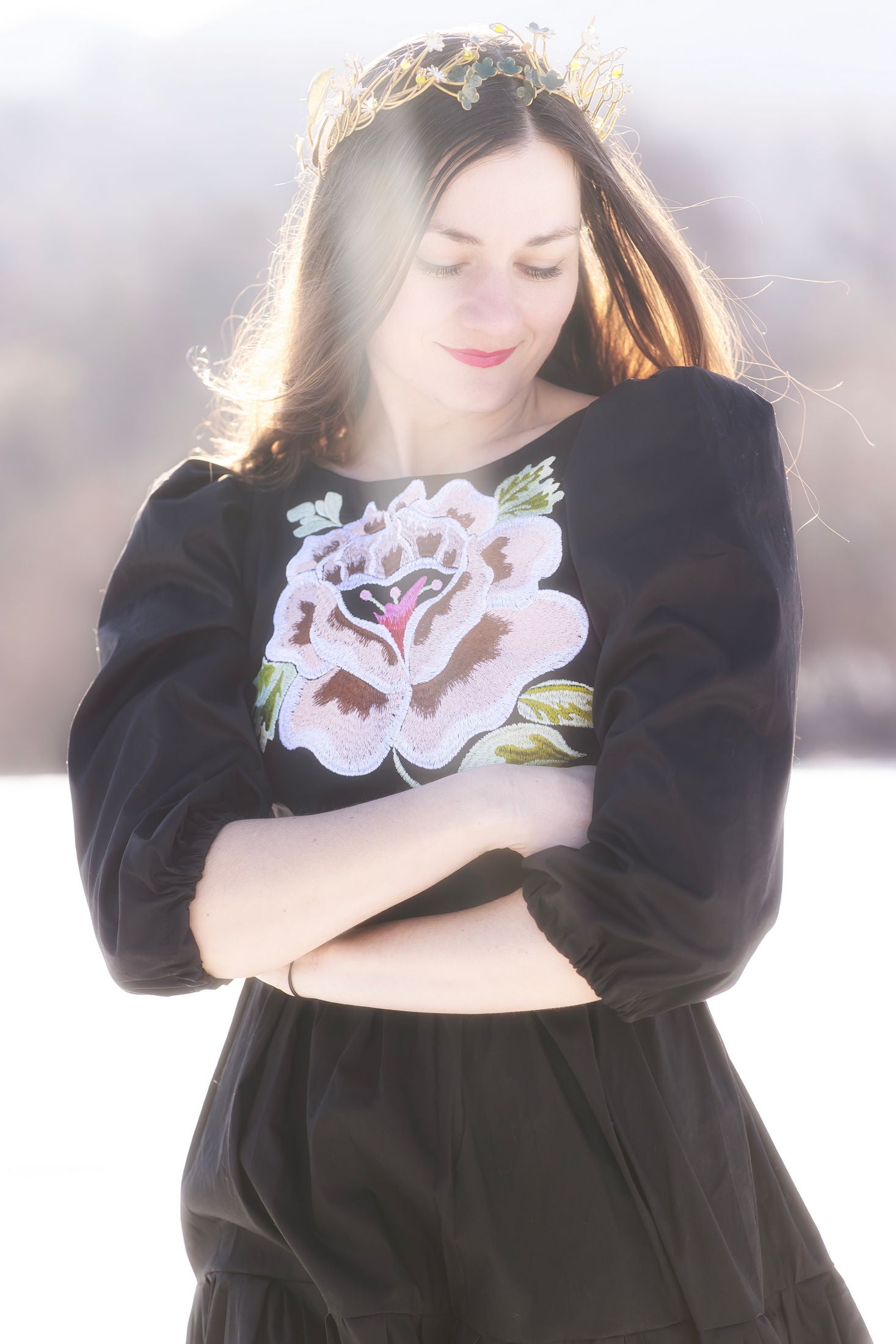 Čierne šaty Ruža kvet