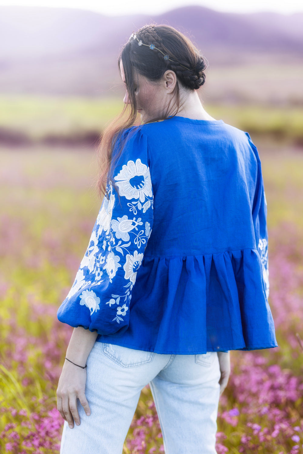 Ľanová košeľa Kvety Senohradu