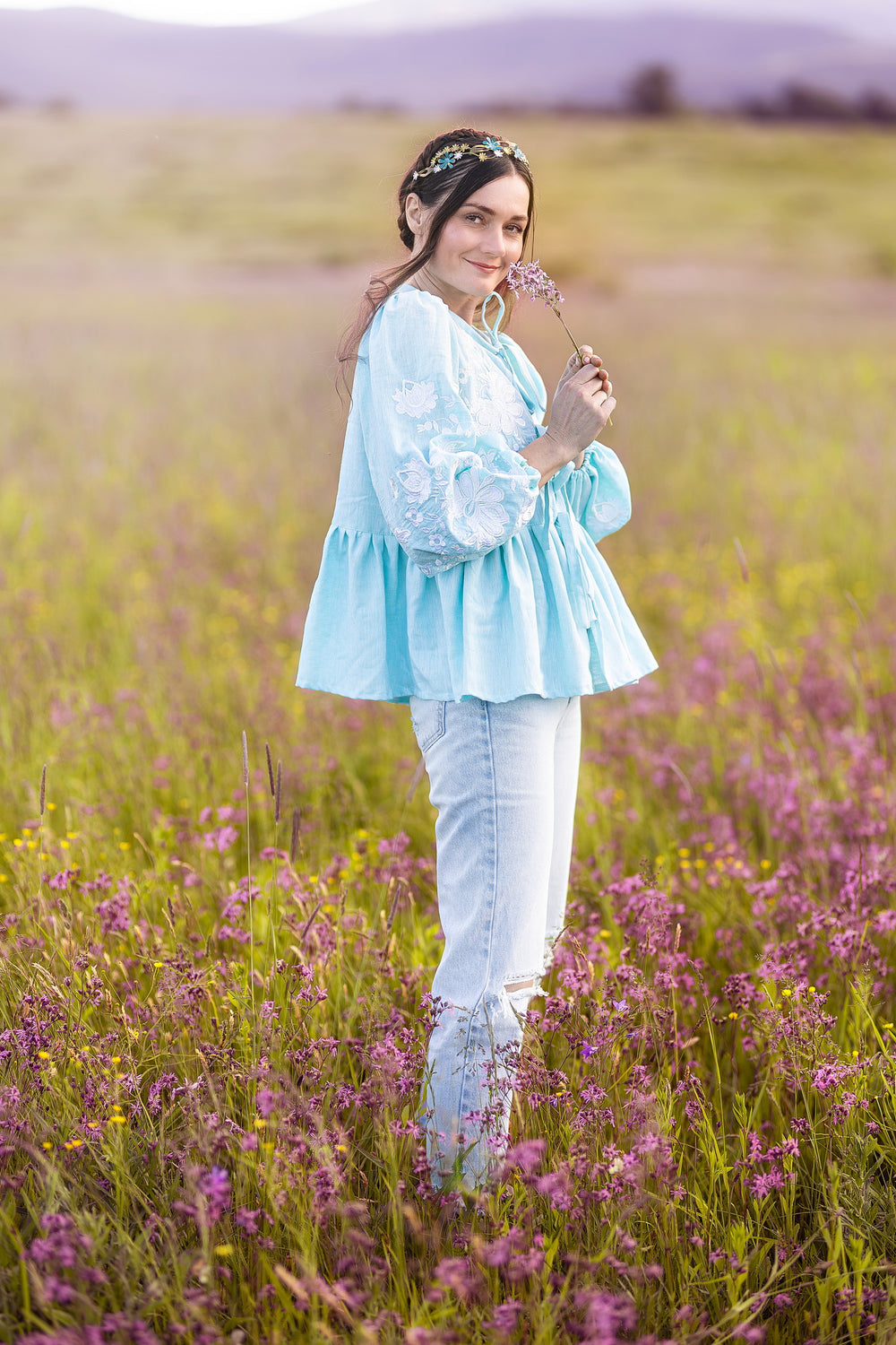 Ľanová košeľa Kvety Senohradu