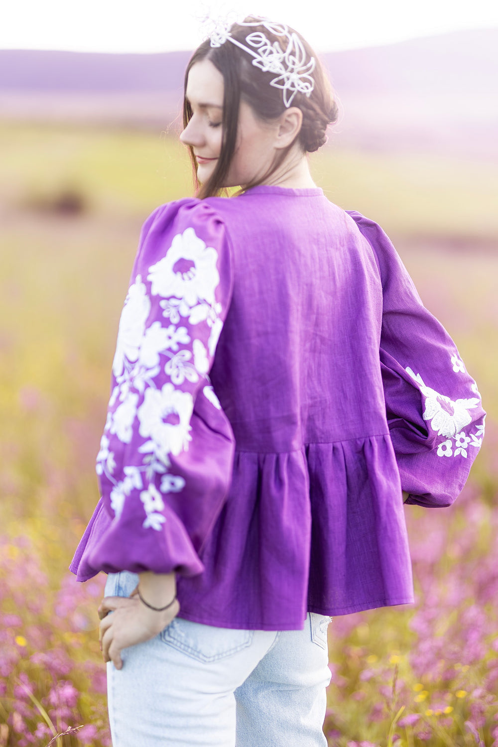 Ľanová košeľa Kvety Senohradu