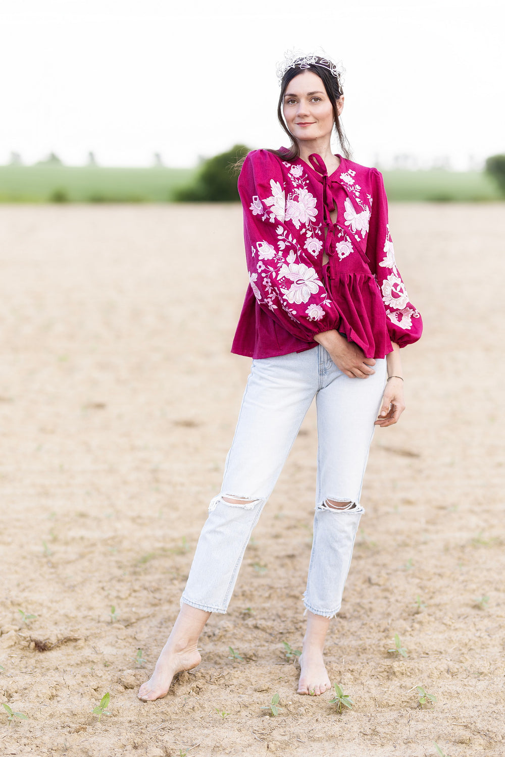 Ľanová košeľa Kvety Senohradu