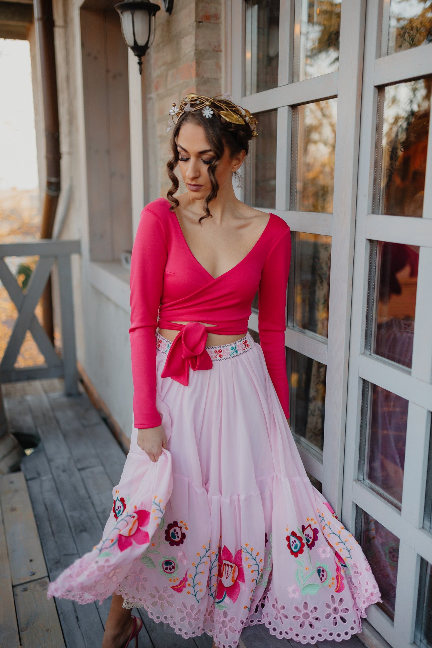 Ružový crop top Ábelová
