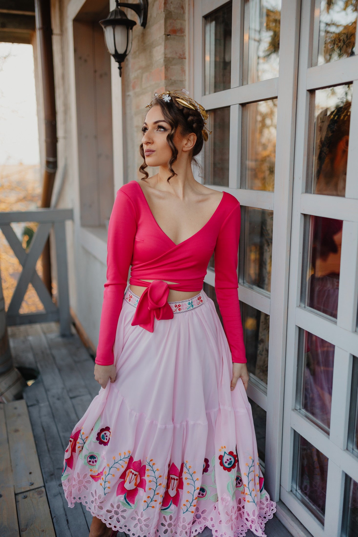 Ružový crop top Ábelová