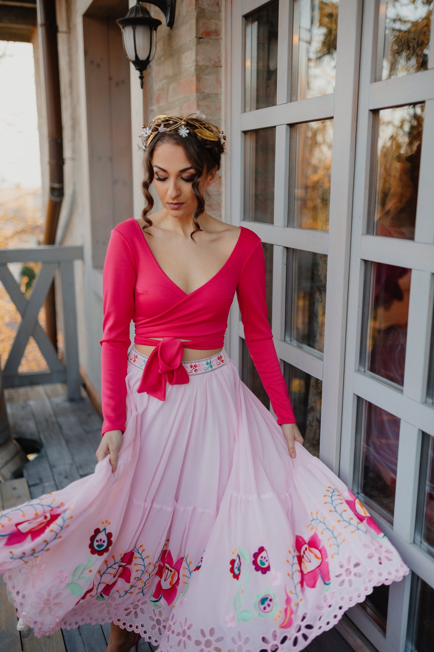 Ružový crop top Ábelová