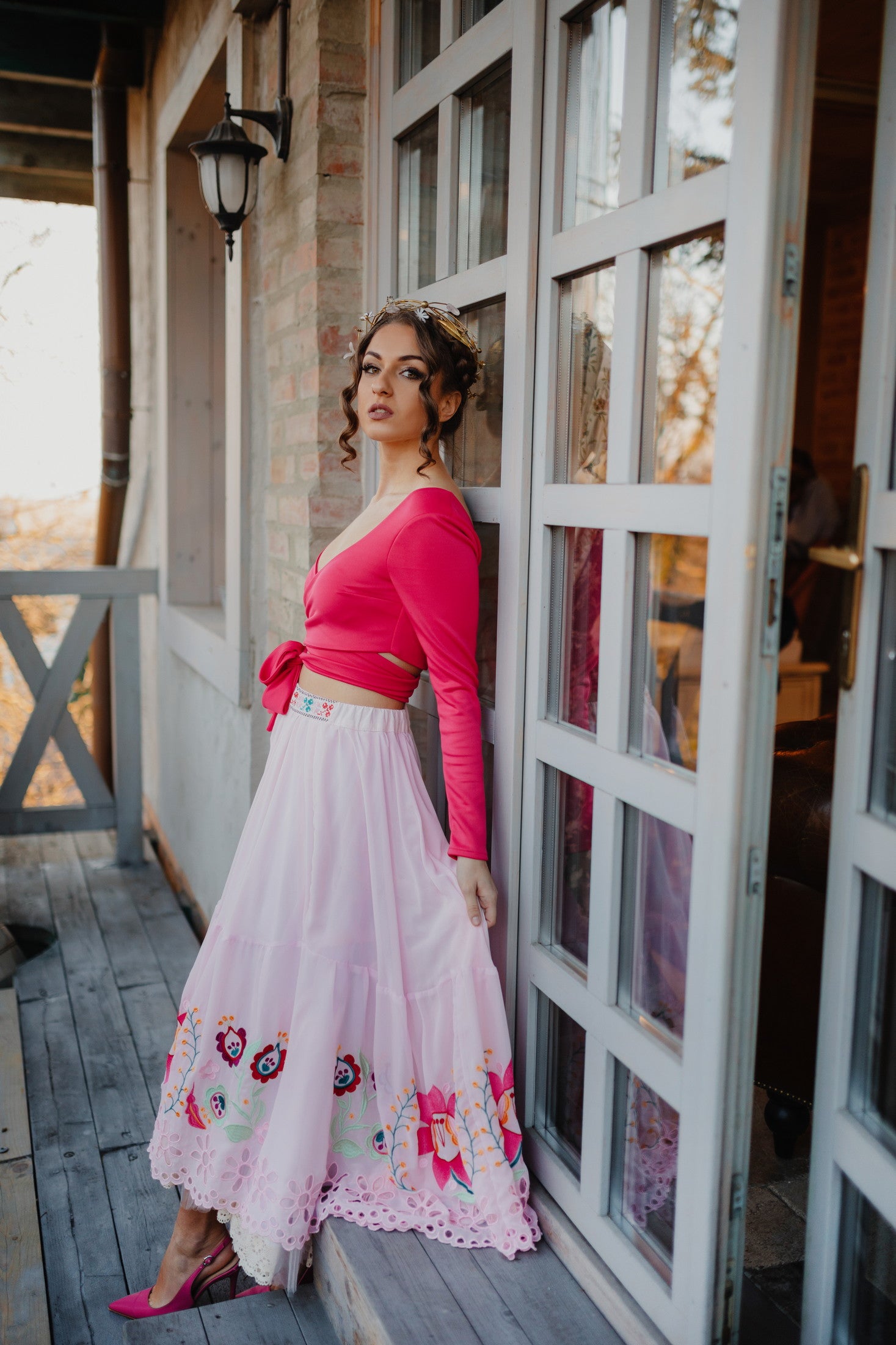 Ružový crop top Ábelová