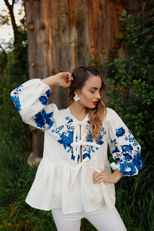 Ľanová košeľa Kvety Senohradu