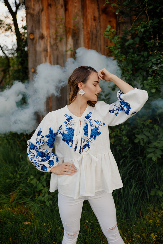 Ľanová košeľa Kvety Senohradu