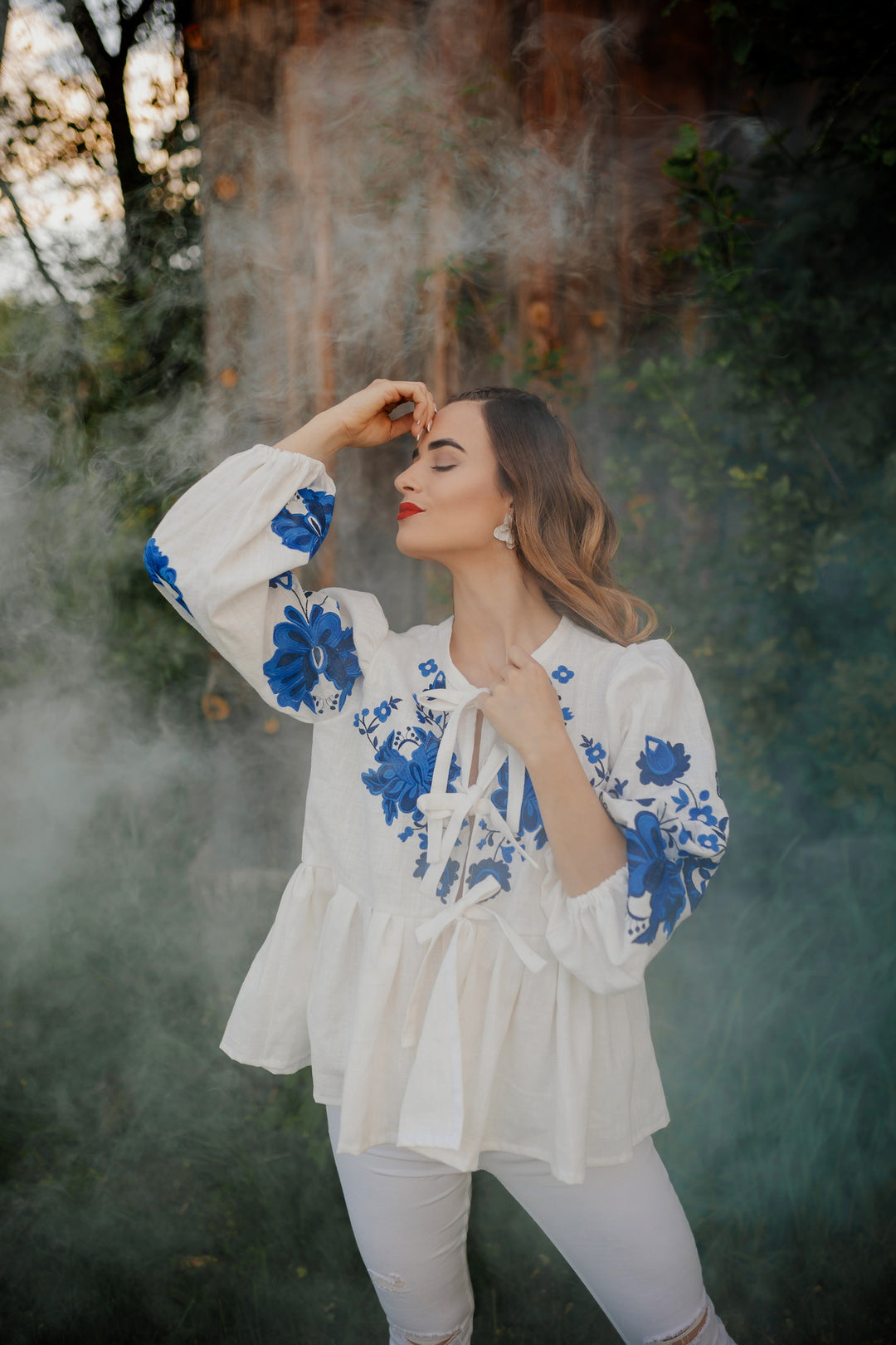 Ľanová košeľa Kvety Senohradu