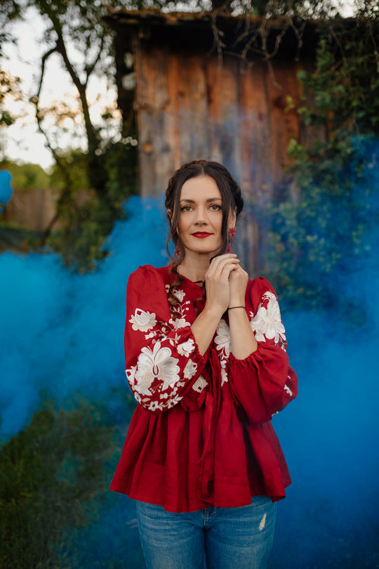 Ľanová košeľa Kvety Senohradu