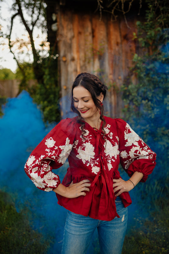 Ľanová košeľa Kvety Senohradu