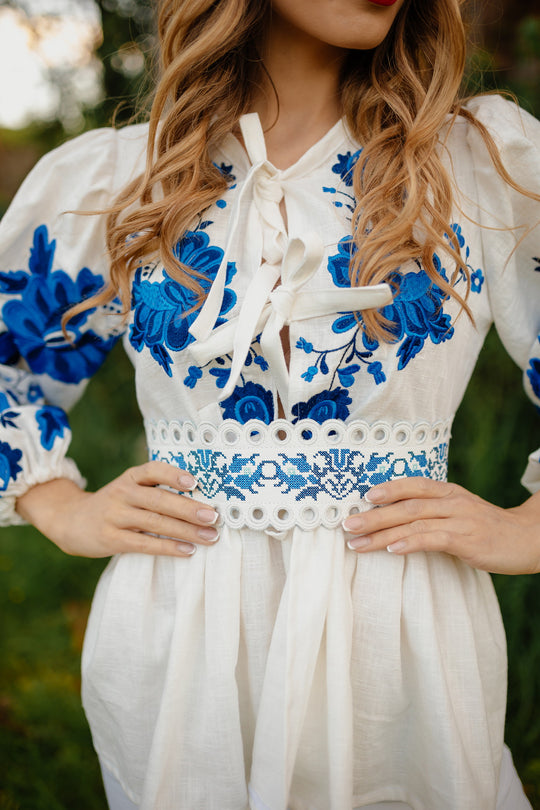 Ľanová košeľa Kvety Senohradu