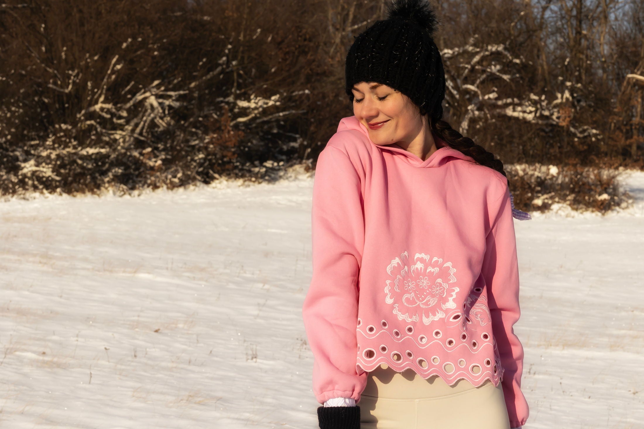 Ružová crop mikina Liptovská deva