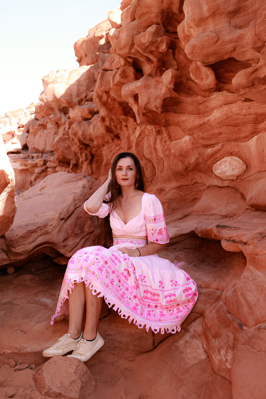 Ružový crop top Vajnory