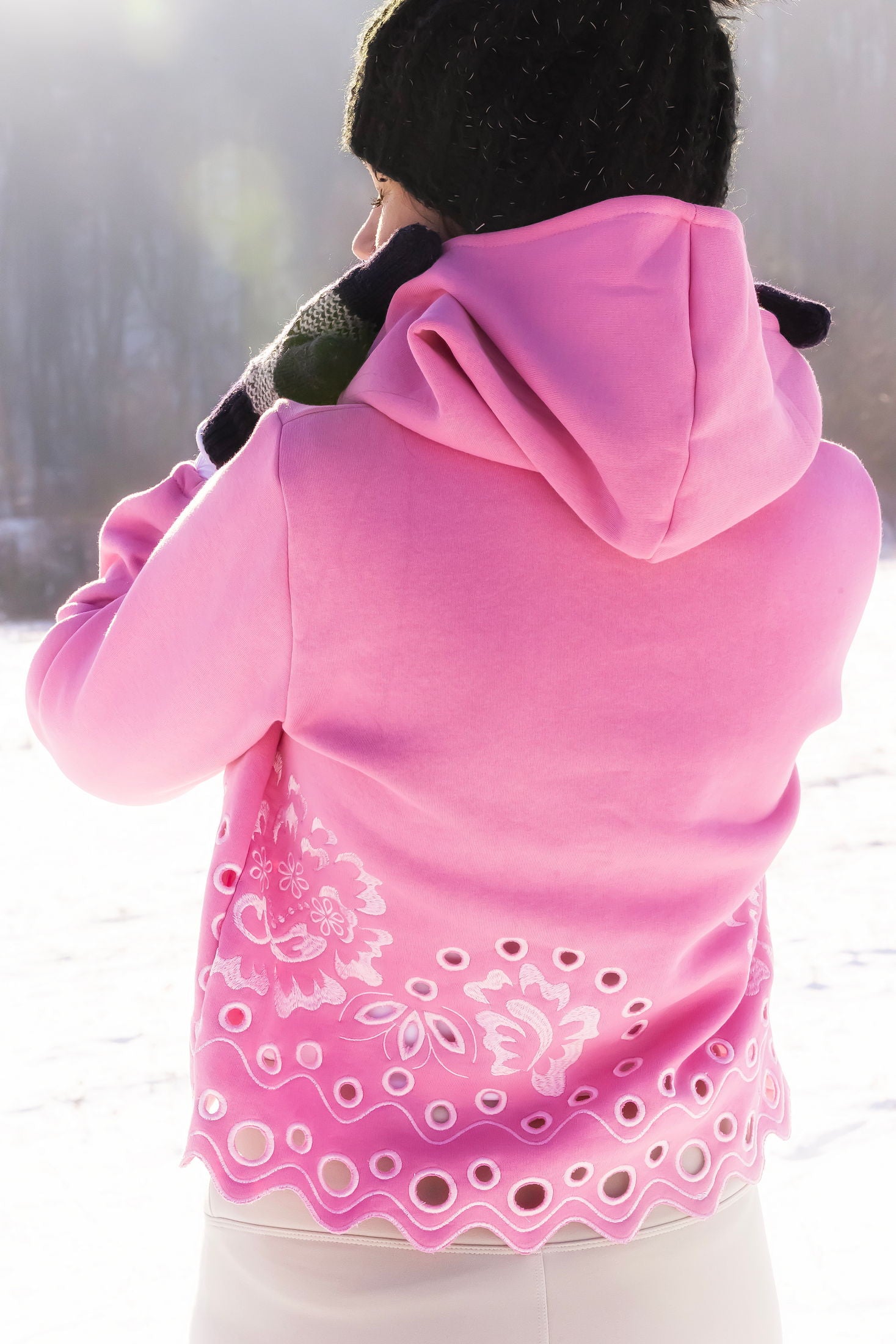 Ružová crop mikina Liptovská deva