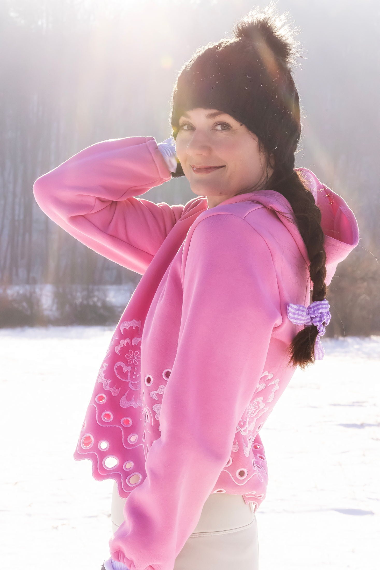 Ružová crop mikina Liptovská deva