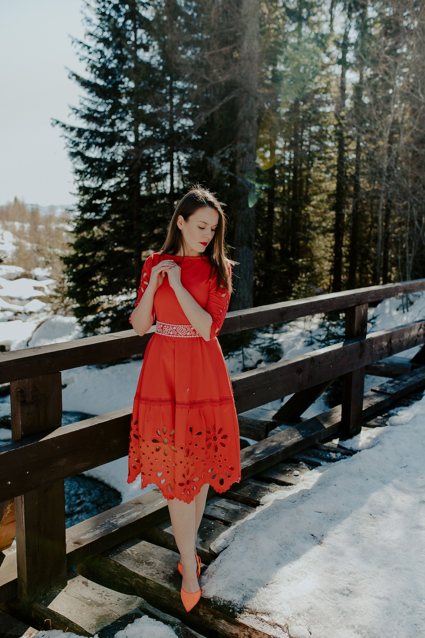 Červené madeirové šaty Očovianka